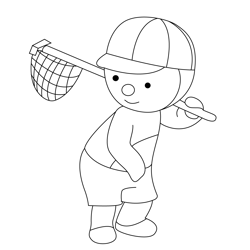 Charley With Net Free Coloring Page for Kids