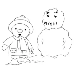 Charley With Snowman Free Coloring Page for Kids