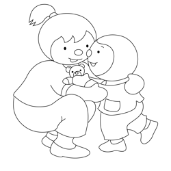 Cute Family Free Coloring Page for Kids