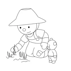 Removing Grass Free Coloring Page for Kids
