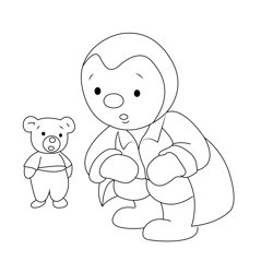 Sitting Charley And Mimmo Free Coloring Page for Kids