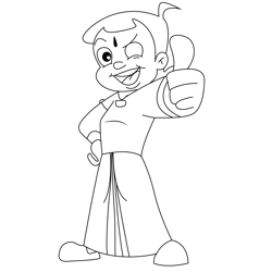 Chhota Bheem Blinking The Eyes Free Coloring Page for Kids