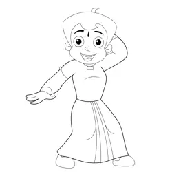 Chhota Bheem Dancing Free Coloring Page for Kids