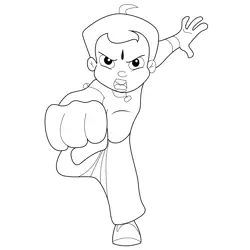 Chhota Bheem In Action Free Coloring Page for Kids