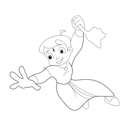 Chota Bheem Jumping Free Coloring Page for Kids