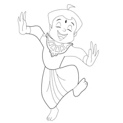 Chotta Bheem Dancing Free Coloring Page for Kids
