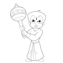 Chotta Bheem With Gada Free Coloring Page for Kids