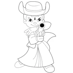 Chotta Bheem With Gun Free Coloring Page for Kids