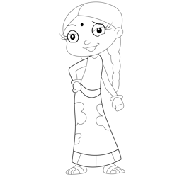 Chutki Standing In Style Free Coloring Page for Kids