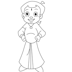Smiling Chota Bheem Free Coloring Page for Kids