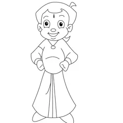 Smiling Chota Bheem Free Coloring Page for Kids