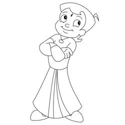 Standing Chhota Bheem Free Coloring Page for Kids