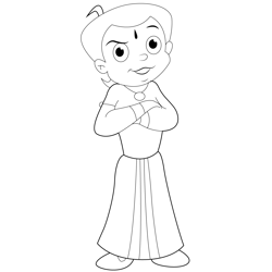 Standing Chota Bheem Free Coloring Page for Kids