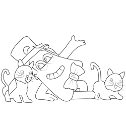 Purple Lying On Floor With Cats Colourblocks Free Coloring Page for Kids