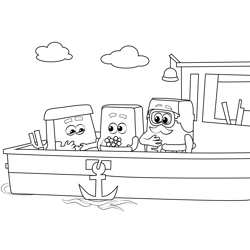 Sky Blue With Deep Blue And Blue Colourblocks Free Coloring Page for Kids