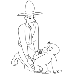 Curious George And The Man Free Coloring Page for Kids