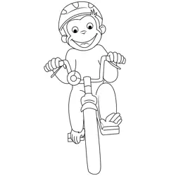 Curious George Rides A Bike Free Coloring Page for Kids