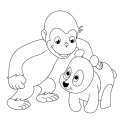 George And Panda Free Coloring Page for Kids