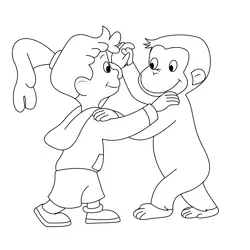 George Dancing With Girl Free Coloring Page for Kids