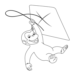 George Playing With Kite Free Coloring Page for Kids
