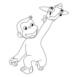George Playing With Toy Free Coloring Page for Kids