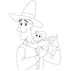 George Swings With Man In Hat Free Coloring Page for Kids