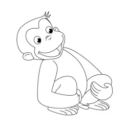 Sitting Monkey Free Coloring Page for Kids