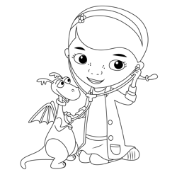 Doc Mcstuffins Checkup Stuffy Free Coloring Page for Kids