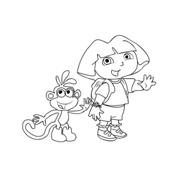 Dora The Explorer 2 Free Coloring Page for Kids