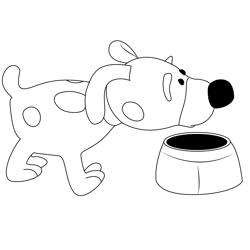Dog Eating Free Coloring Page for Kids