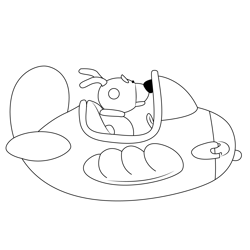 Dog Sitting In Plane Free Coloring Page for Kids