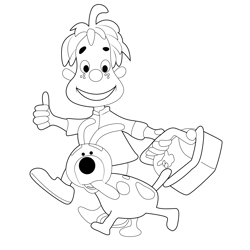 Running Engie Benjy Free Coloring Page for Kids