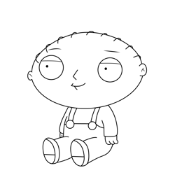 Stewie Griffin Sitting Family Guy Free Coloring Page for Kids