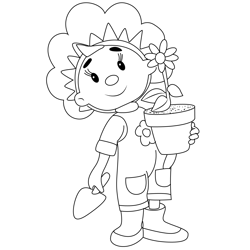 Fifi With Flowerpot Free Coloring Page for Kids