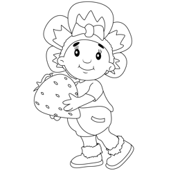 Poppy With Big Strawberry Free Coloring Page for Kids