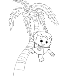 Kyan Climbing on Tree Go Jetters Free Coloring Page for Kids