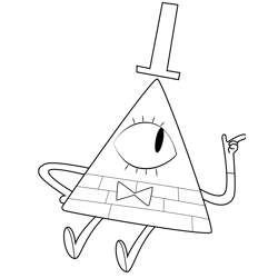 Bill Cipher Raising Arm Gravity Falls Free Coloring Page for Kids