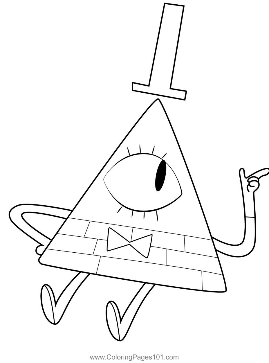 Bill Cipher Raising Arm Gravity Falls Coloring Page for Kids - Free