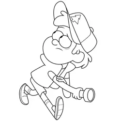 Dipper Pines Holding Flash Light Gravity Falls Free Coloring Page for Kids