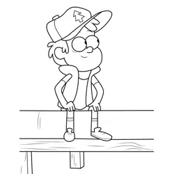 Dipper Pines Sitting Gravity Falls Free Coloring Page for Kids