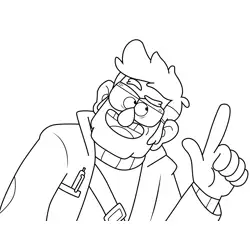 Ford Pines Happy Gravity Falls Free Coloring Page for Kids