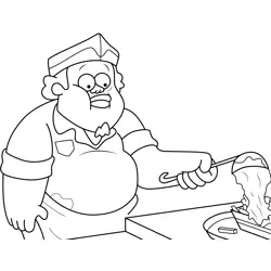 Greasy's Diner cook Gravity Falls Free Coloring Page for Kids