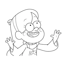 Mabel Pines Happy Gravity Falls Free Coloring Page for Kids