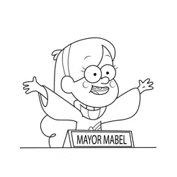 Mabel Pines Mayor Gravity Falls Free Coloring Page for Kids