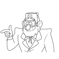 Stan Pines Happy Gravity Falls Free Coloring Page for Kids