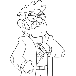 Stanford Pines Gravity Falls Free Coloring Page for Kids