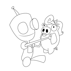 Happy Robot Free Coloring Page for Kids