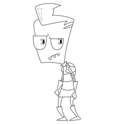 Happy Robot Coloring Page for Kids - Free Invader Zim Printable