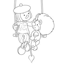 Swing Jojo Circus Free Coloring Page for Kids