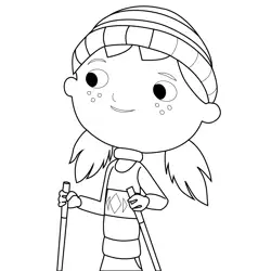 Olive Snow Skiing Justin Time Free Coloring Page for Kids